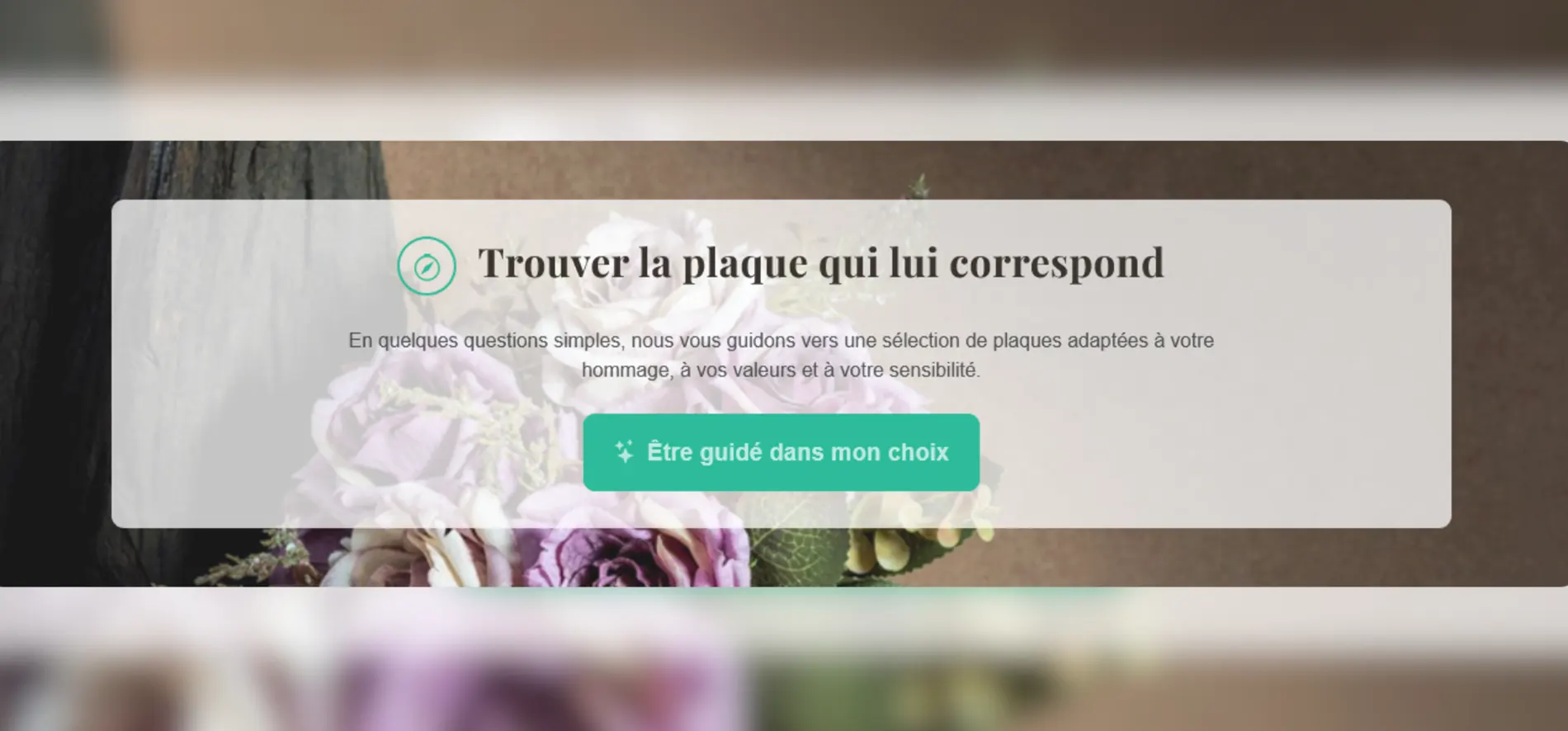 Outil « Trouver la plaque qui lui correspond » pour être guidé dans le choix d'une plaque funéraire personnalisée